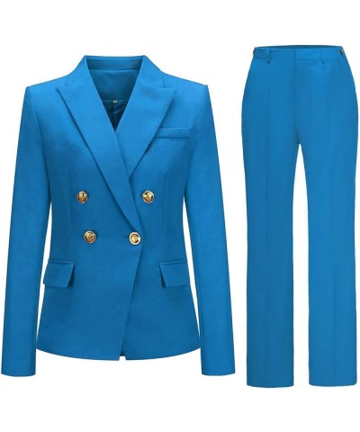 Women's Suits 2 Pieces Outfits Sets Dressy Double-Breasted Special Occasion Pant Suits Work Outfits for Women Office Blue $32...