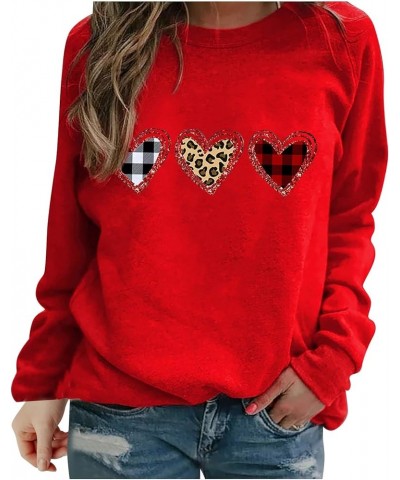 Valentine's Day Long Sleeve Shirts Women Cute Gnome Holding Heart T-Shirt Casual Crew Neck Tops Holiday Blouses 2024 01red Va...