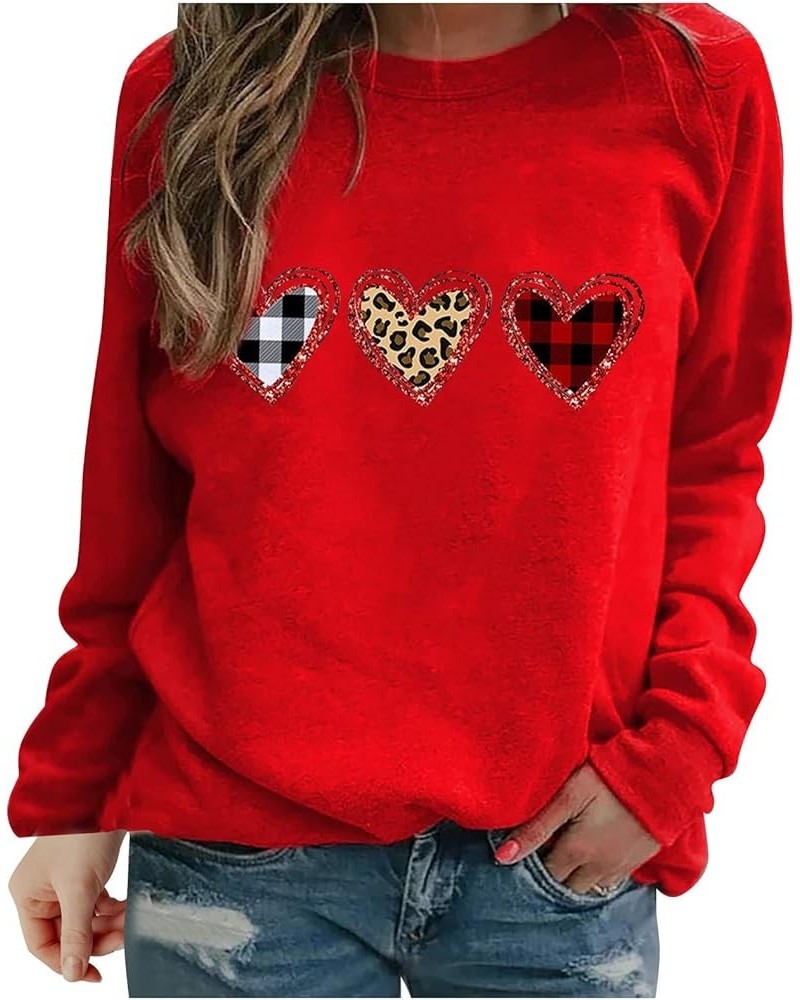 Valentine's Day Long Sleeve Shirts Women Cute Gnome Holding Heart T-Shirt Casual Crew Neck Tops Holiday Blouses 2024 01red Va...