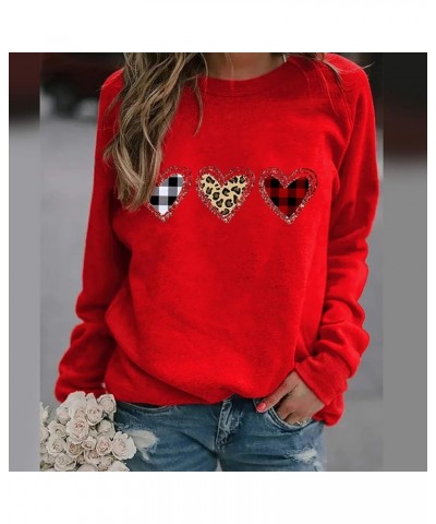 Valentine's Day Long Sleeve Shirts Women Cute Gnome Holding Heart T-Shirt Casual Crew Neck Tops Holiday Blouses 2024 01red Va...