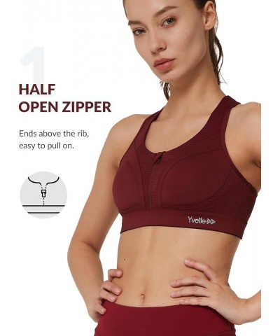 Sports Bras for Women High Impact Racerback Workout Bra for Running for Plus Size Red + Half Open Zipper $17.63 Lingerie