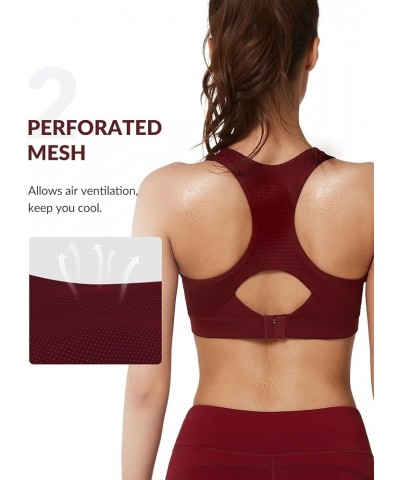 Sports Bras for Women High Impact Racerback Workout Bra for Running for Plus Size Red + Half Open Zipper $17.63 Lingerie