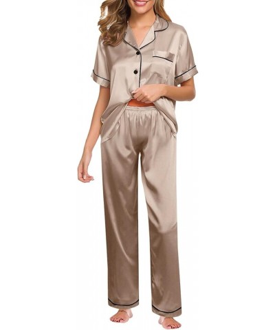 Silk Pajamas for Women Set Of 3 Womens Pajama Sets Sexy Lingerie Loungewear for Women Soft Comfy Gold-b $11.02 Others