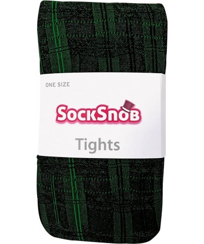 Womens 80 denier vintage opaque tights with patterned design Skye Dark Green $9.50 Socks