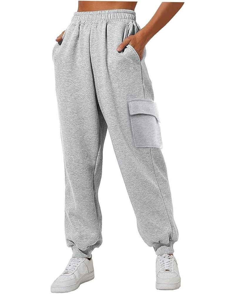 Sweatpants Women Baggy Plus Size High Waisted Cozy Jogging Pants Pure Color Leisure Exercise Yoga Trousers J-grey $7.97 Activ...