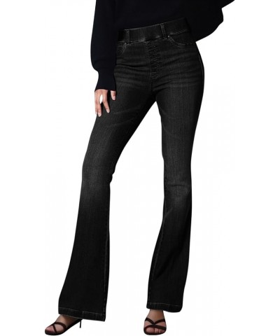 Women's Pants No-Button Stretch Flare Jeans Pull On Denim Pants Regular Fit Jean, S-3XL 2-black $15.75 Jeans