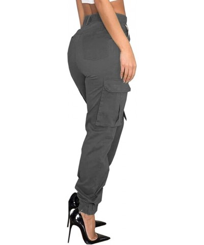 Women's High Waist Cargo Jogger Camo Pants with Pockets Slim Casual Camouflage Combat Hiking Active Sweatpants Grey2314 $15.4...