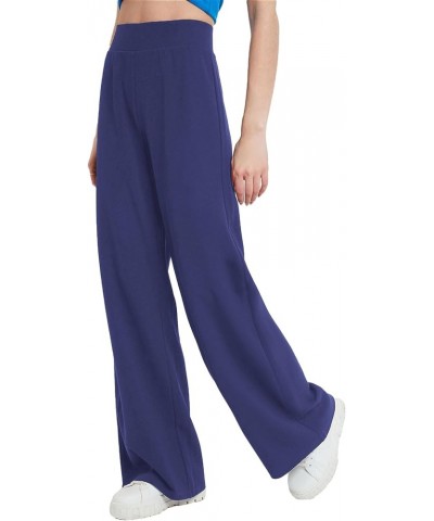 Women's Stretchy Wide Leg Pants Solid Color Comfy High Waist Loose and Casual Trouser Navy Blue $11.39 Pants