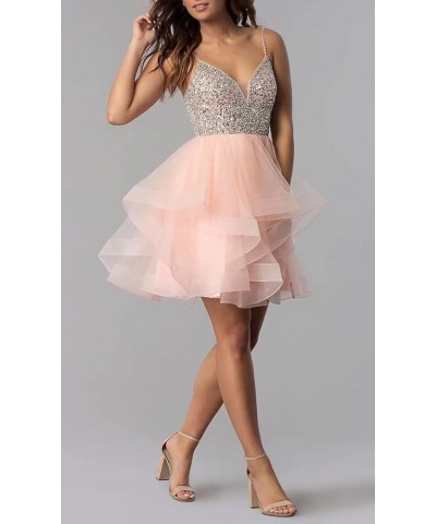 Short Homecoming Dresses Spaghetti Strap Tulle Sequins Prom Dress for Teens Mini Cocktail Dresses Navy Blue $30.45 Dresses