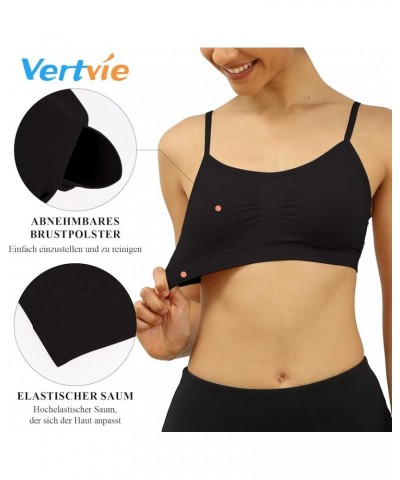 Women's Sports Bra Wirefree Seamless Padded Yoga Bra Strap Camisole Short Tank Tops 3 Pack 3*black $9.22 Lingerie