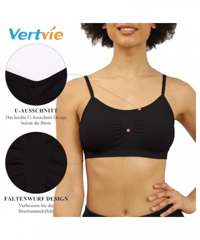 Women's Sports Bra Wirefree Seamless Padded Yoga Bra Strap Camisole Short Tank Tops 3 Pack 3*black $9.22 Lingerie