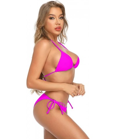 Bikini Sets for Women Two Piece String Bikinis Scrunch Butt Swimsuit Triangle Bathing Suit Sexy Side Tie Swimwear Fuchsia $10...