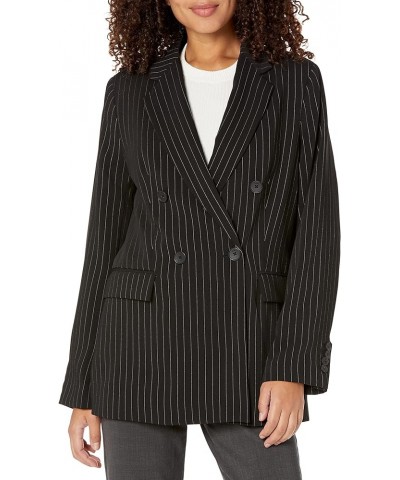 Women's Double-Breasted Oversized Everyday Blazer Blk/Ivory $50.22 Blazers