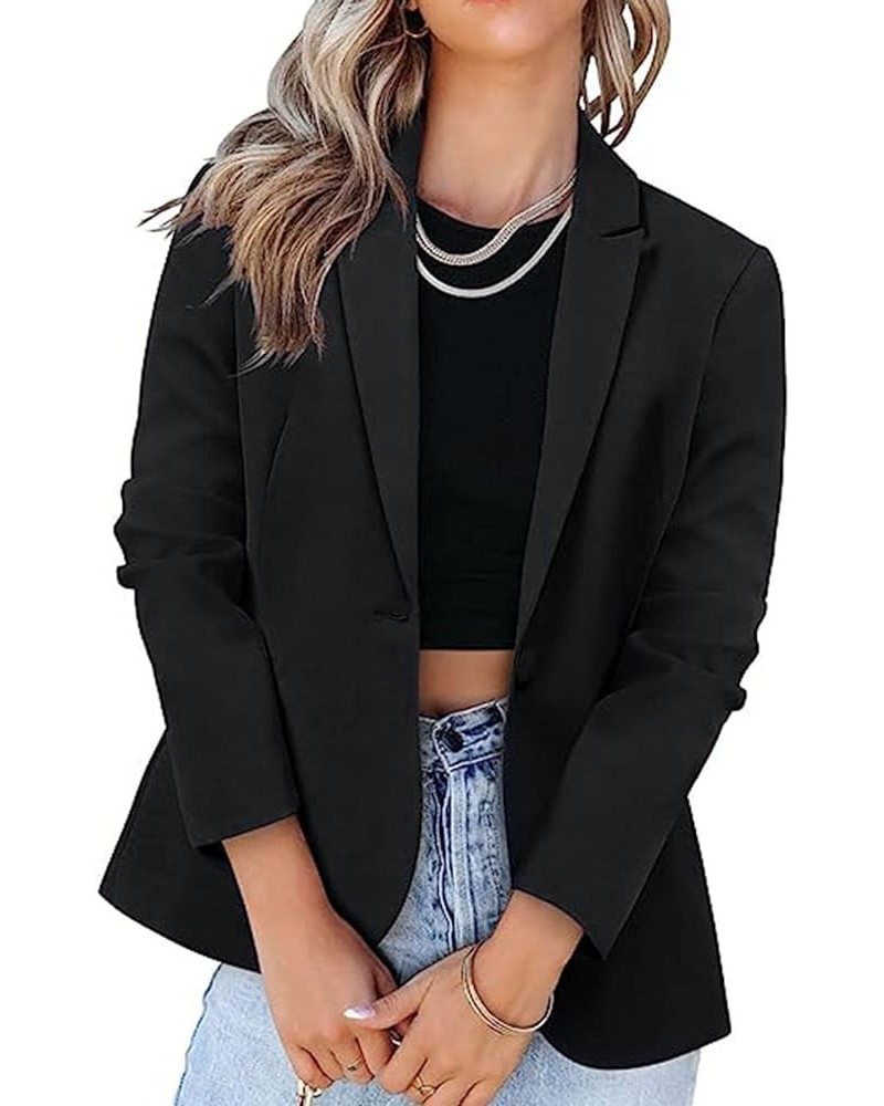 Womens Casual Blazer Jacket 2024 Long Sleeve Open Front Work Suit Solid Color Business Office Blazers Fall Cardigans Black $9...