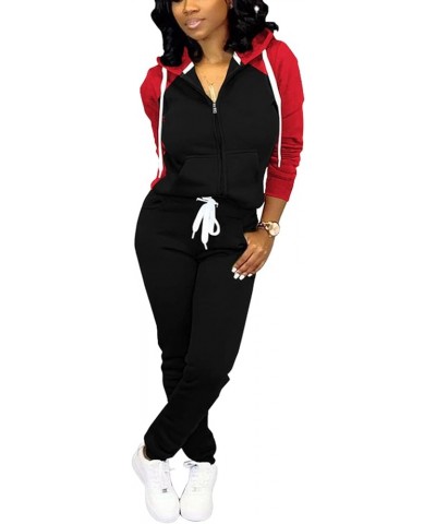 Womens 2 Piece Outfits Casual tracksuits C Red Black $25.51 Activewear