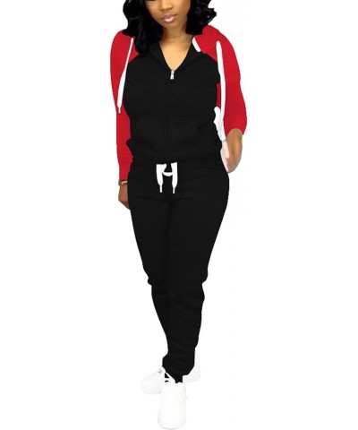 Womens 2 Piece Outfits Casual tracksuits C Red Black $25.51 Activewear