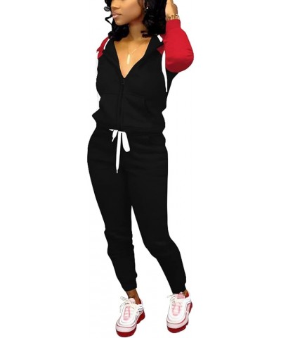 Womens 2 Piece Outfits Casual tracksuits C Red Black $25.51 Activewear