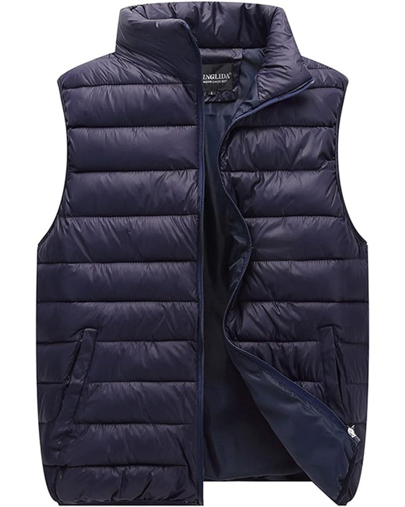 puff vest for women sleeveless full zip winter warm coat quilted down jacket stand collar cardigan thin jacket Dark Blue $13....