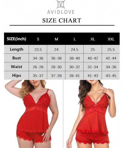 Womens Sweetness Cami Set Lace Camisole Lingerie Nightwear Sexy Pajamas Lounge Sets Red $11.76 Sleep & Lounge