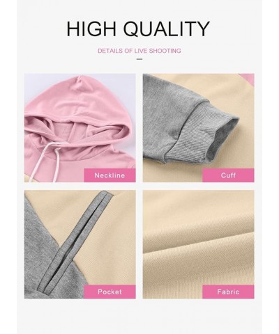 Women's Tie Dye Color Block Long Sleeve Hoodies Pullover Drawstring Pullover Sweatshirt Tops C Pink $18.40 Hoodies & Sweatshirts