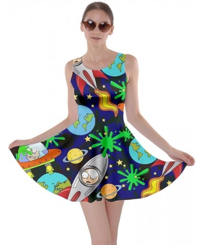 Womens Rick Morty Meeseeks Destroy Mooncake Final Space Mrs Frizzle Space Skater Dress, XS-5XL Colorful Space 2 $17.22 Dresses