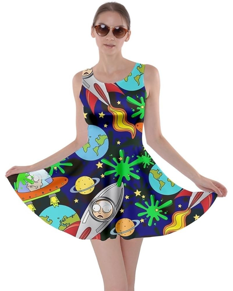 Womens Rick Morty Meeseeks Destroy Mooncake Final Space Mrs Frizzle Space Skater Dress, XS-5XL Colorful Space 2 $17.22 Dresses