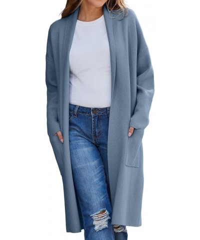 Oversized Cardigans for Women Open Front Knit Coats Slouchy Lapel Casual Outwear Solid Comfy Long Cardigan Sweaters C-blue $9...