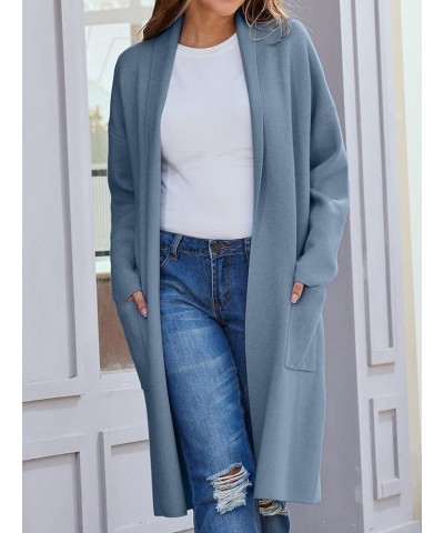 Oversized Cardigans for Women Open Front Knit Coats Slouchy Lapel Casual Outwear Solid Comfy Long Cardigan Sweaters C-blue $9...