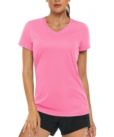 Women's T Shirts V-Neck Short Sleeve UPF 50+ Sun Protection Performance Quick Dry Athletic Shirts Tee Tops Rose $11.99 Active...