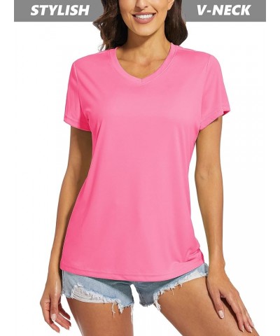 Women's T Shirts V-Neck Short Sleeve UPF 50+ Sun Protection Performance Quick Dry Athletic Shirts Tee Tops Rose $11.99 Active...