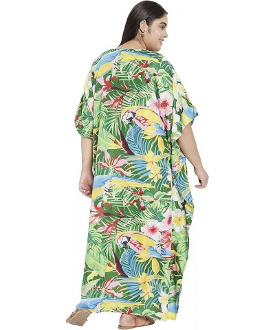 Gypsie Blu Women Floral Kaftan Plus Size Caftan Dress Long Tunic Maxi Casual Beach Dress Green Floarl $10.80 Swimsuits