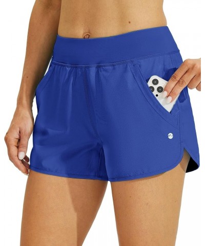 Women's 3" Swim Board Shorts Swimming Bottoms with Brief Liner Quick Dry UPF 50+ Small Royal Blue $16.32 Swimsuits