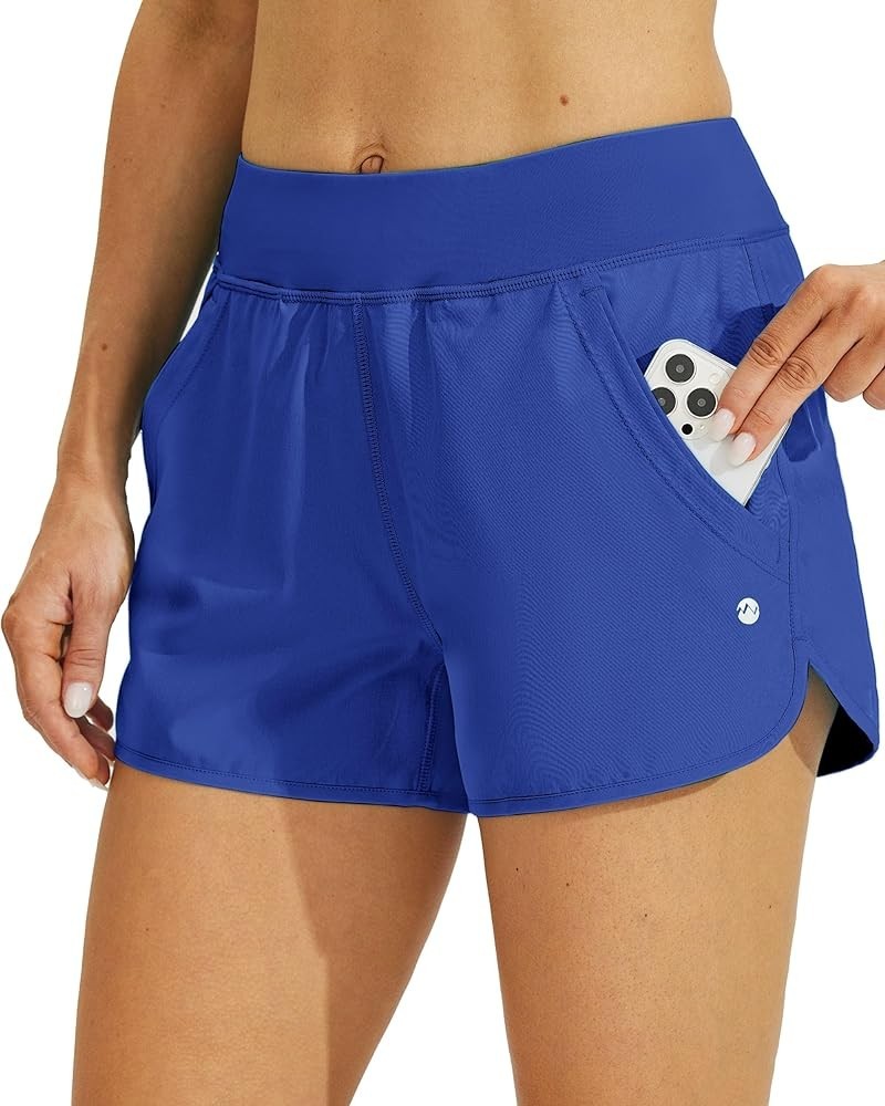 Women's 3" Swim Board Shorts Swimming Bottoms with Brief Liner Quick Dry UPF 50+ Small Royal Blue $16.32 Swimsuits