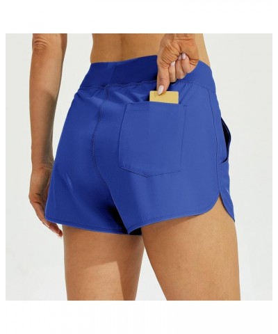 Women's 3" Swim Board Shorts Swimming Bottoms with Brief Liner Quick Dry UPF 50+ Small Royal Blue $16.32 Swimsuits