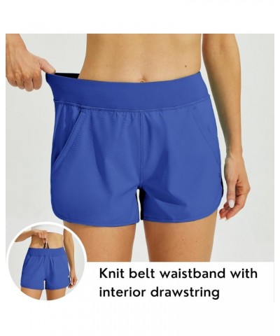 Women's 3" Swim Board Shorts Swimming Bottoms with Brief Liner Quick Dry UPF 50+ Small Royal Blue $16.32 Swimsuits