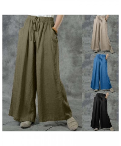 Women Wide Leg Pants Flowy Casual High Waisted Lounge Pants Plus Size Smocked Palazzo Pants Trousers with Pockets B Black $8....