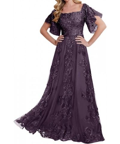 Lace Mother of The Bride Dresses - Sleeves Formal Evening Gowns Wedding Long Steel Grey $47.00 Dresses