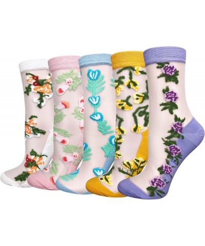 5 or 15 Pairs Clear Women Sheer Socks Thin Summer Socks Liners Lace Tulle Ankle Transparent Cute Cuff Socks Spring Colors Mix...