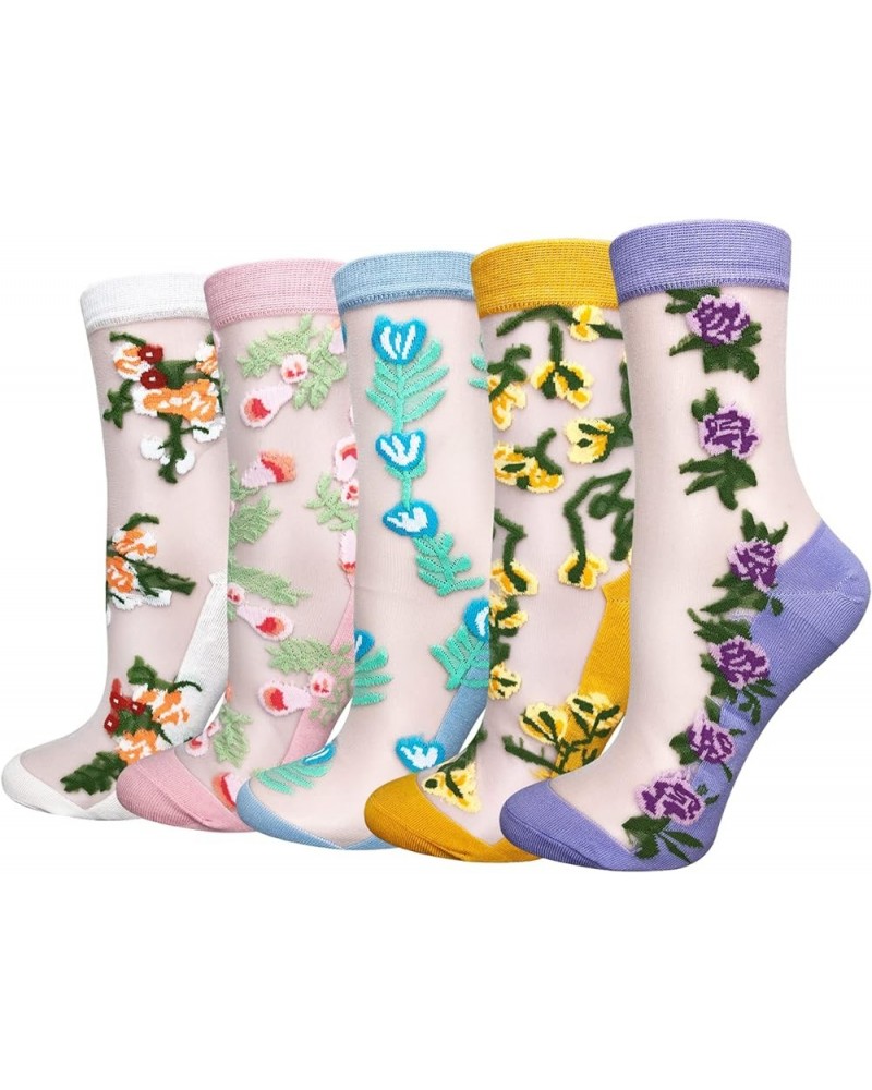 5 or 15 Pairs Clear Women Sheer Socks Thin Summer Socks Liners Lace Tulle Ankle Transparent Cute Cuff Socks Spring Colors Mix...