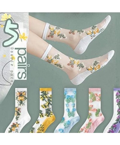 5 or 15 Pairs Clear Women Sheer Socks Thin Summer Socks Liners Lace Tulle Ankle Transparent Cute Cuff Socks Spring Colors Mix...