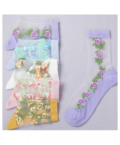 5 or 15 Pairs Clear Women Sheer Socks Thin Summer Socks Liners Lace Tulle Ankle Transparent Cute Cuff Socks Spring Colors Mix...