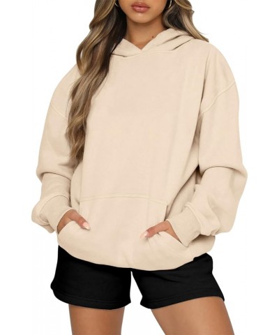 Women Sweatshirt Casual Pullover Long Sleeve Hoodies Kangaroo Pocket Drop Shoulder Sweater A-off White $12.14 Hoodies & Sweat...