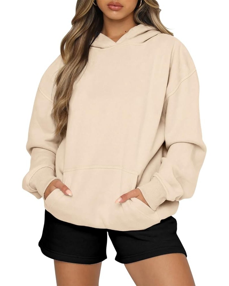 Women Sweatshirt Casual Pullover Long Sleeve Hoodies Kangaroo Pocket Drop Shoulder Sweater A-off White $12.14 Hoodies & Sweat...