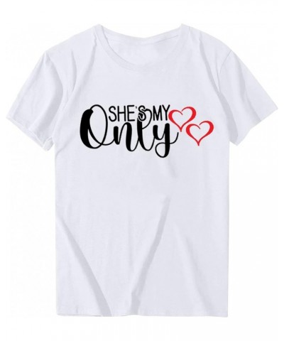 Couples Matching Shirts for Him and Her Novelty Short Sleeve Love Printed Clothes Tops Soft Comfy Valentine's Day T-Shirts Me...