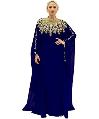 Athena Kaftan Women Long Sleeve Chiffon Maxi Dress Formal Gown Evening Dress Navy Blue $38.21 Swimsuits