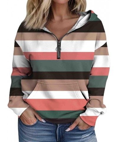 Half Zip Pullover for Women Tops Fleece Half Zip Outfits Clothes Long Sleeve Sweatshirts Cropped Print Hoodies 5-army Green $...