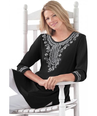 Women's Plus Size Embroidered Knit Tunic Lime $20.44 Tops