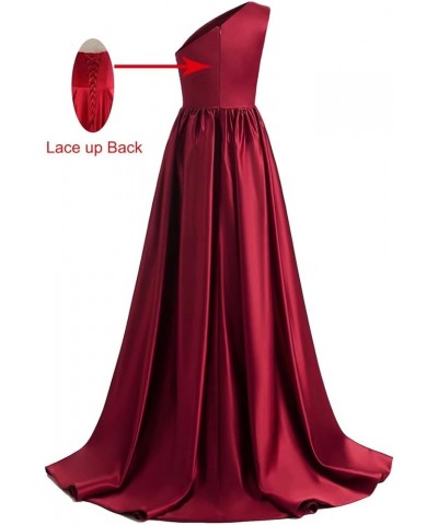 One Shoulder Prom Dresses Long 2024 New Satin Ball Gowns Formal Evening Dress with Slit,R13 Black $40.28 Dresses