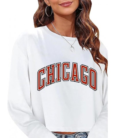 Women Long Sleeve Crew Neck Sweat Shirts Loose Fit Letter Print Pullovers Crop Tee Tops 23whitechicago $14.21 Hoodies & Sweat...