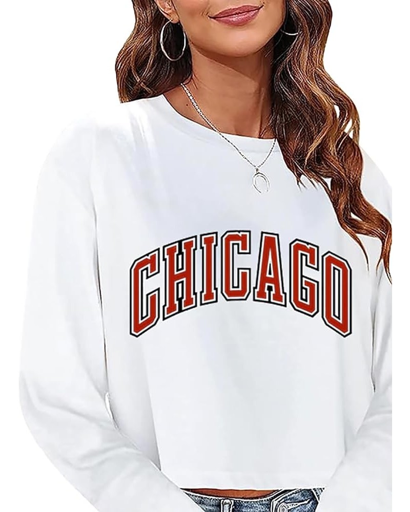 Women Long Sleeve Crew Neck Sweat Shirts Loose Fit Letter Print Pullovers Crop Tee Tops 23whitechicago $14.21 Hoodies & Sweat...